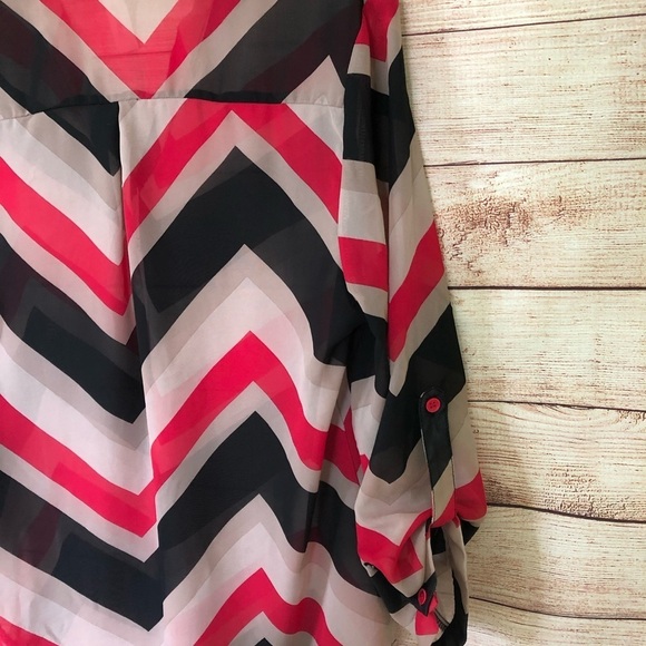 Tacera Chevron Sheer Blouse Size S - Picture 2 of 4